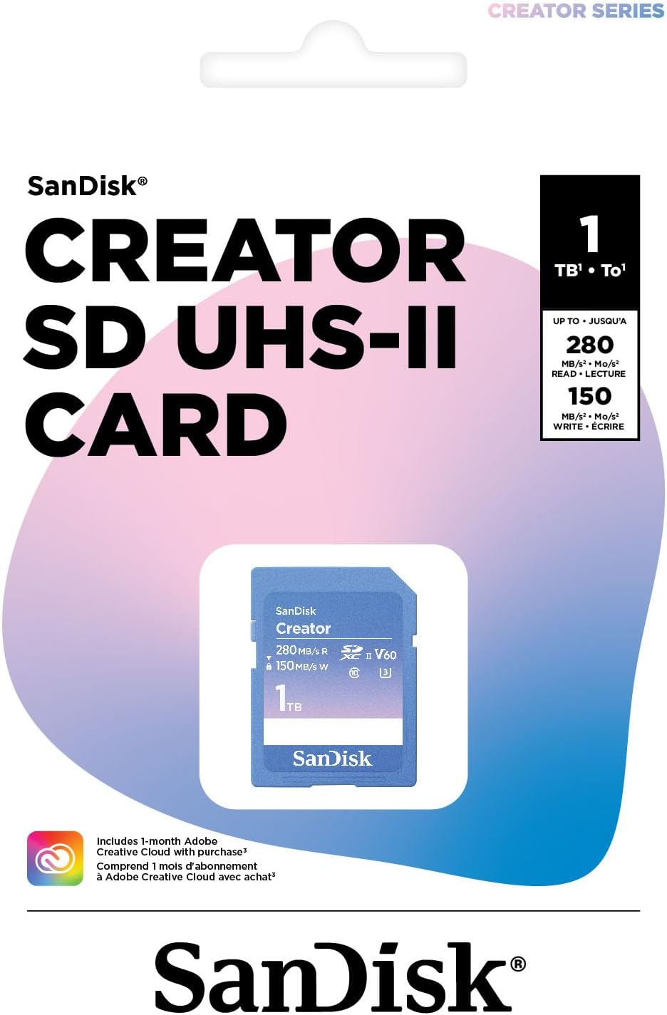 SanDisk Creator SD-UHS-II Speicherkarte 1 TB, 6K-Video, V60, 280 MB/s Lesen