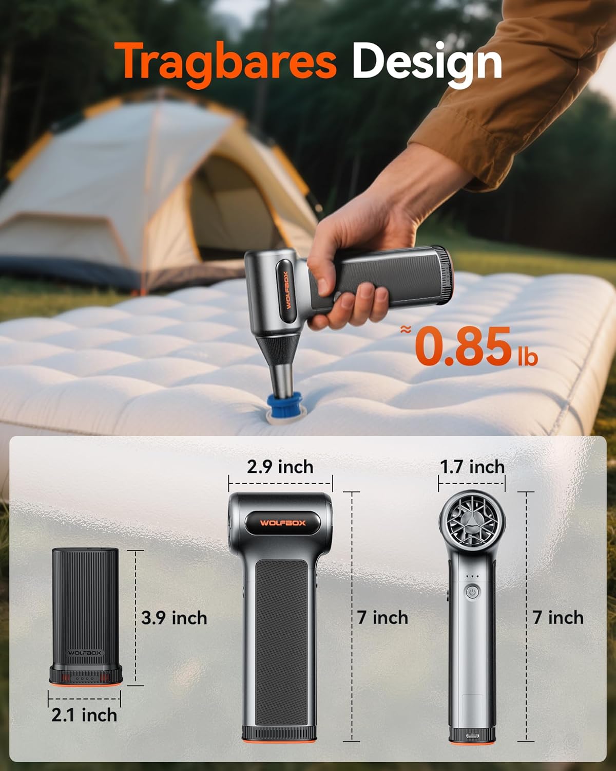 WOLFBOX MF200 Druckluftbläser – Wechselbare Batteriekassette - Bestartikel-Shop