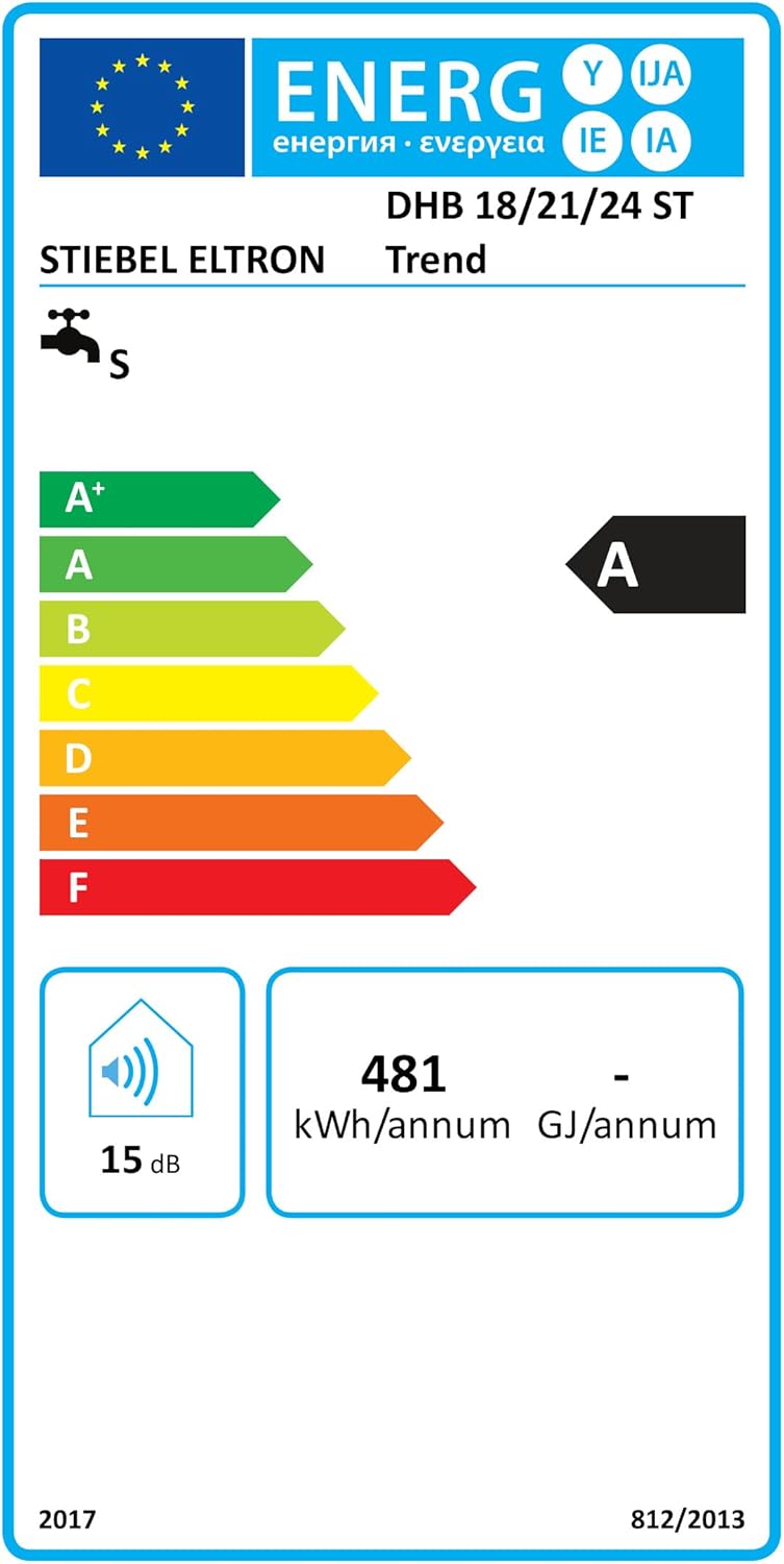 STIEBEL ELTRON Elektronischer Durchlauferhitzer DHB 18/21/24 ST Trend – für Küche und Bad, Modell 204202