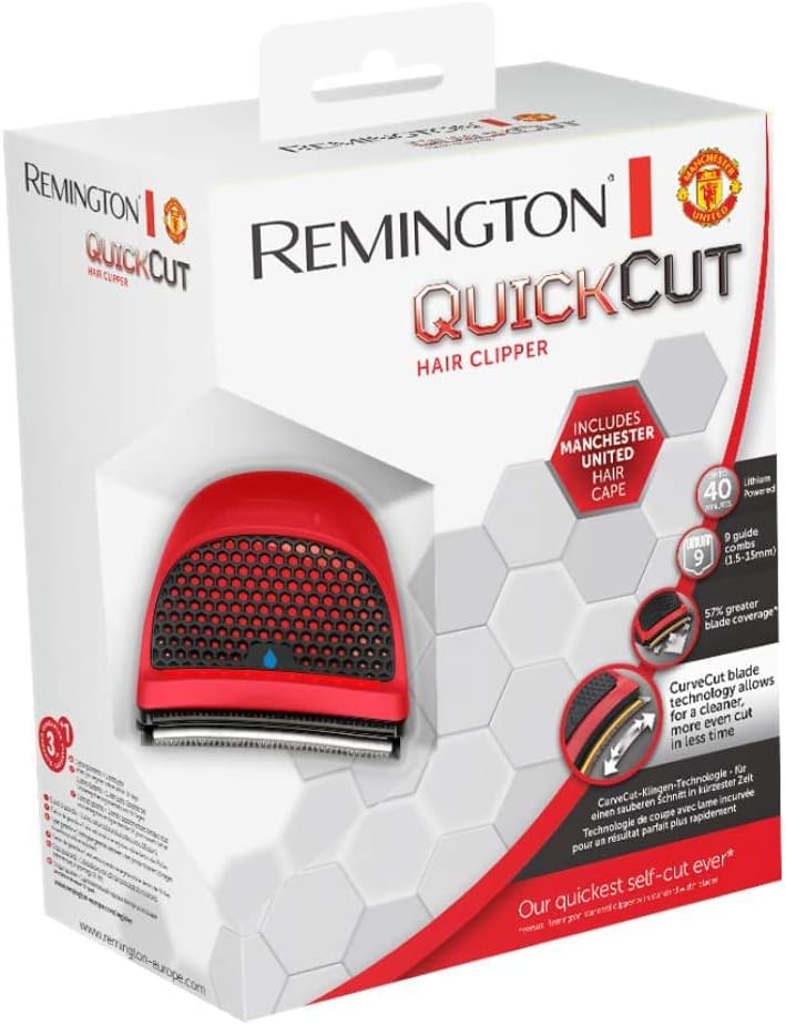 Remington Haarschneidemaschine QuickCut Manchester United Edition (Edelstahlklingen mit CurveCut-Klingen-Technologie, 9 Aufsteckkämme, Netz-/Akkubetrieb, Lithium) Haarschneider HC4255