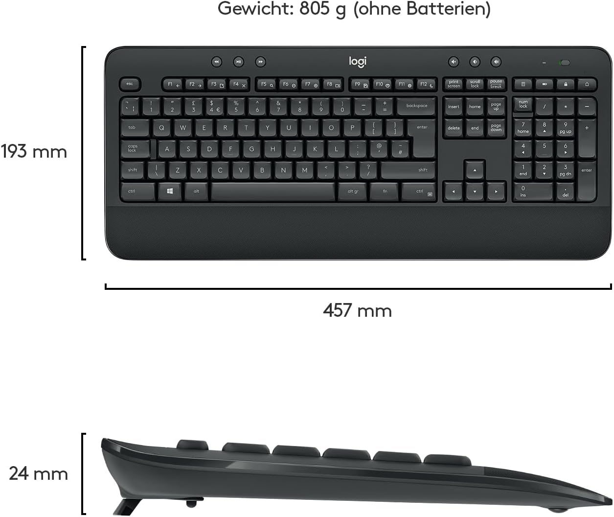 LOGITECH MK545 Advanced, Tastatur & Maus Set, kabellos, Schwarz
