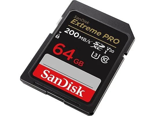 SanDisk Extreme PRO SDXC UHS-I Speicherkarte 64 GB (V30, Übertragungsgeschwindigkeit 200 MB/s, U3, 4K UHD Videos, SanDisk QuickFlow-Technologie, temperaturbeständig)