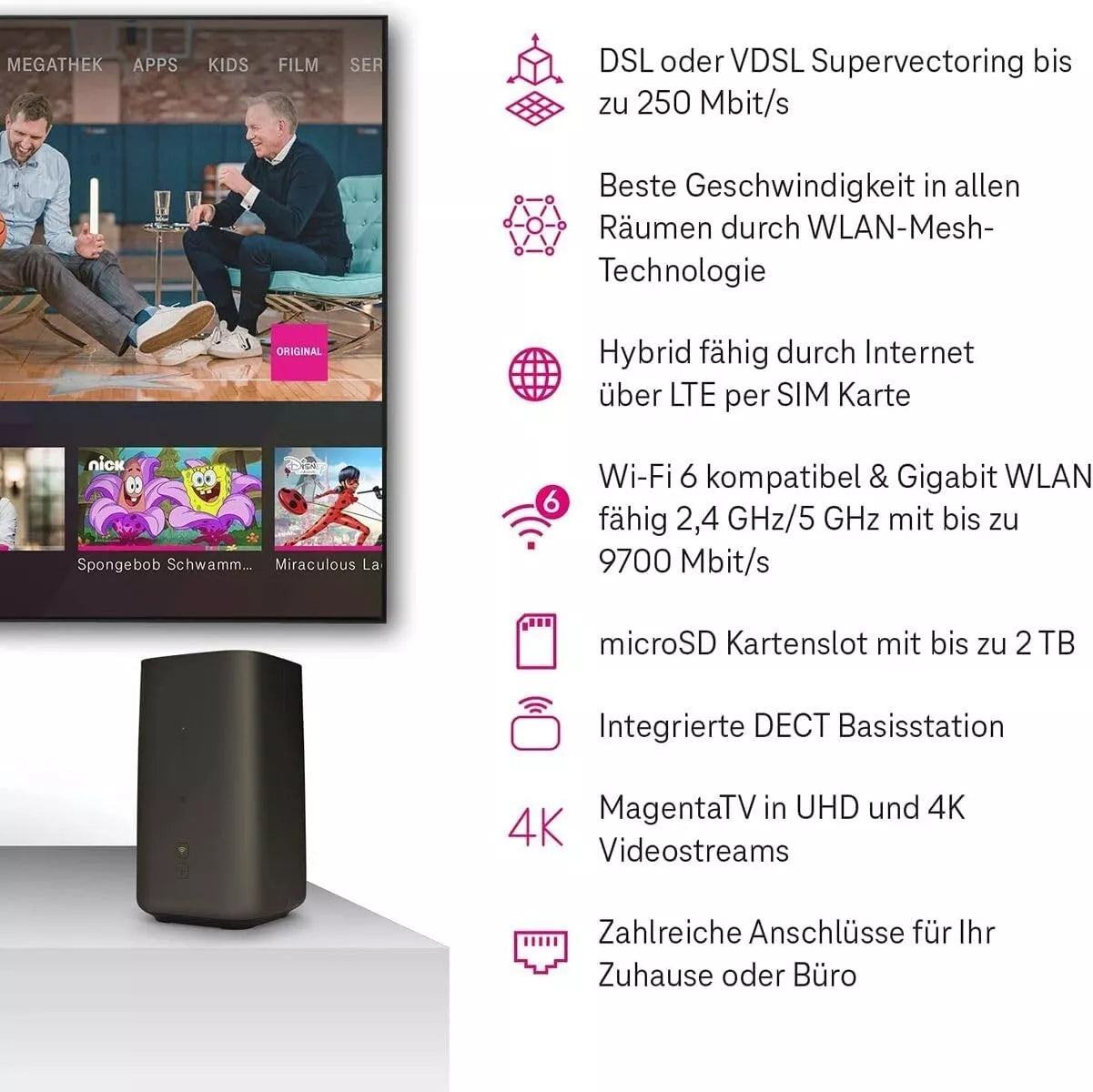 Telekom Speedport Pro Plus Dual-Band WLAN-Router, Wi-Fi 6 ADSL VDSL Mesh DECT