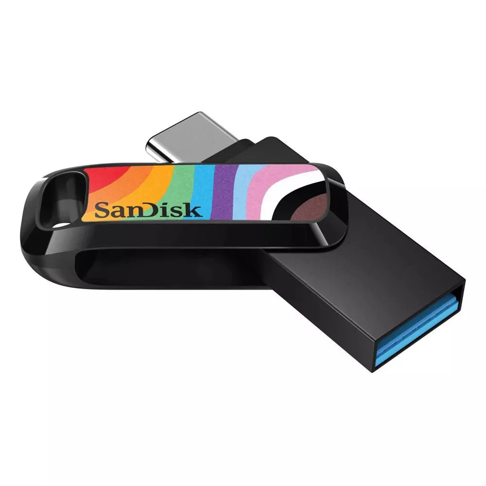 SanDisk 128GB Ultra Dual Drive Go USB Type-C Flash Drive, Rainbow Pride, USB Speicher für iPhone 15 iPhone16