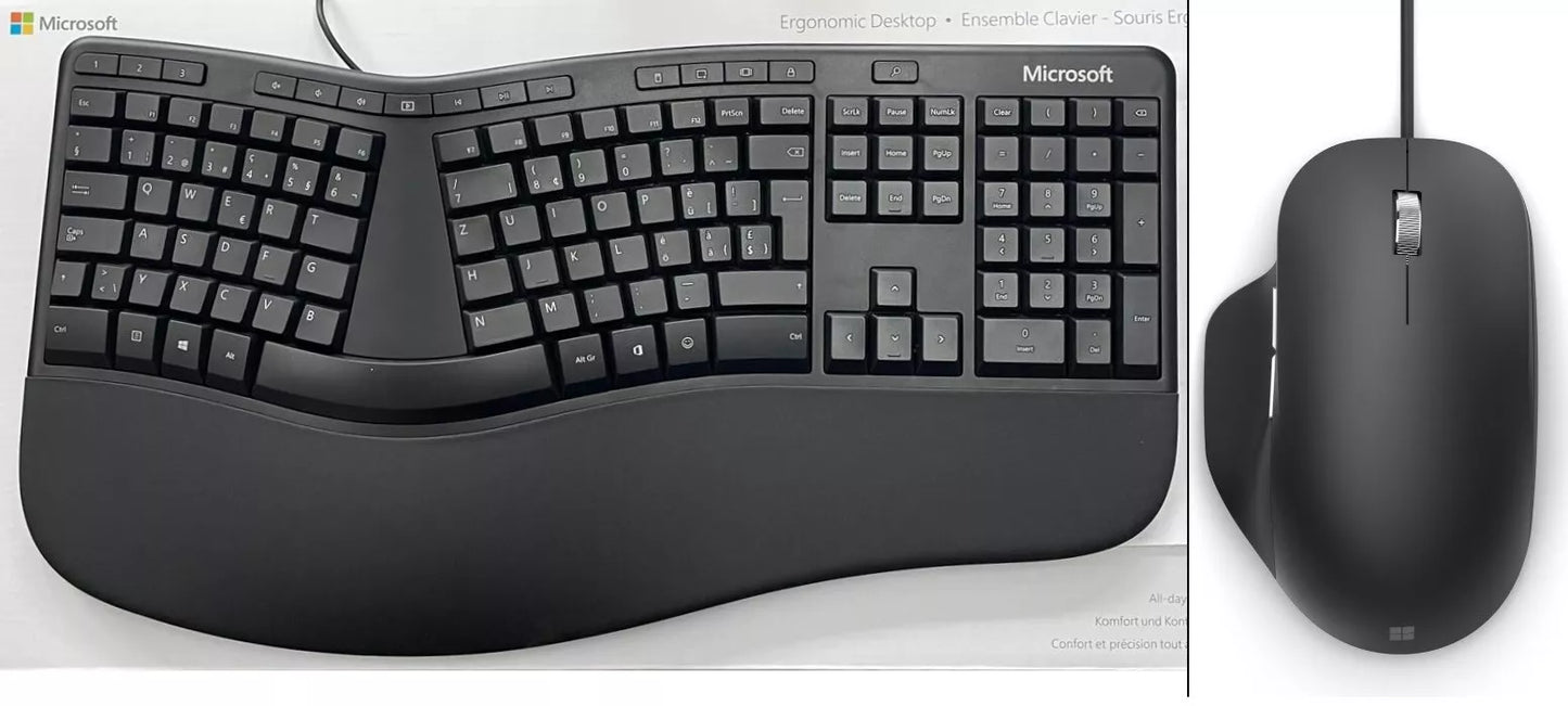 Microsoft Ergonomic Desktop, Tastatur-Maus-Set, USB Anschluss Schweizer QWERTZ