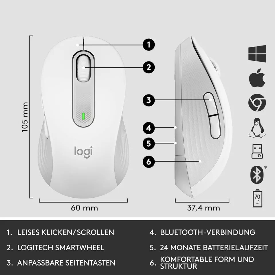 Logitech MK650 Maus-Tastatur, Bluetooth Combo for Business, Schweizer QWERTZ NEU