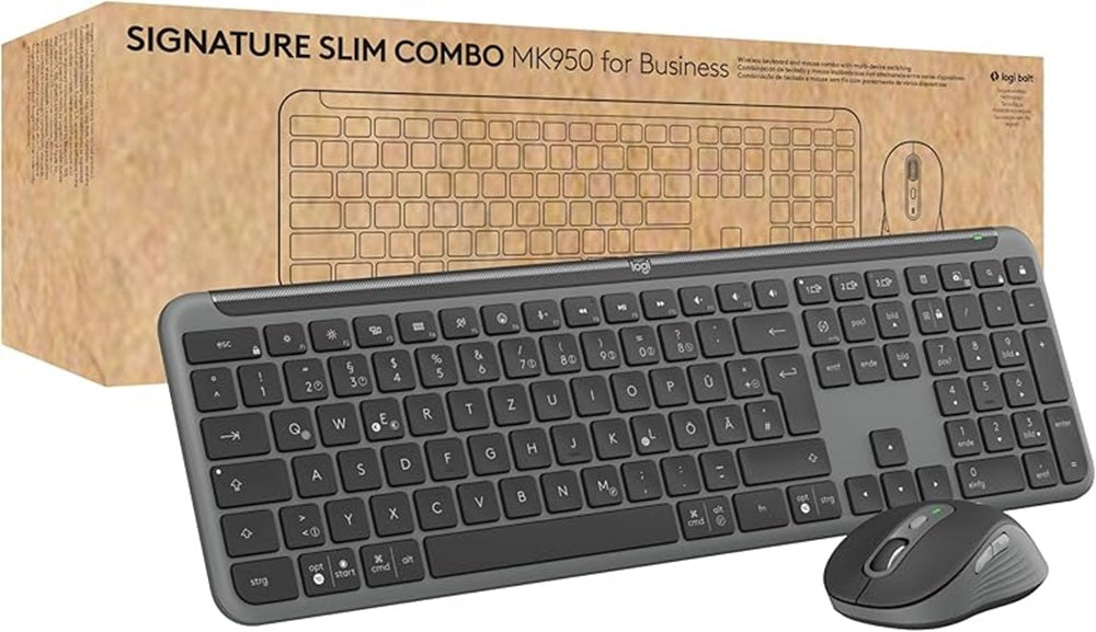 Logitech Signature Slim MK950 for Business kabelloses Tastatur-Maus-Set, QWERTZ - Bestartikel-Shop