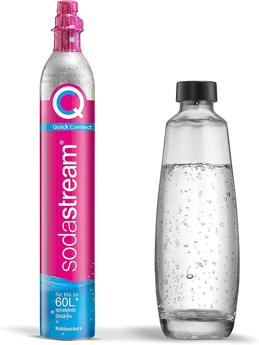 SodaStream QC-Reservepack mit 1x CO₂-Zylinder (60 L) & 1x 1.0 L Glasflasche, Pink - Bestartikel-Shop