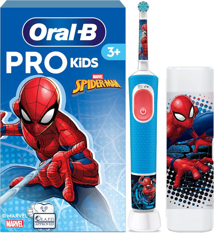 Oral-B Pro Kids 3+ Spiderman Elektrische Zahnbürste mit Reisetui, blau/rot - Bestartikel-Shop