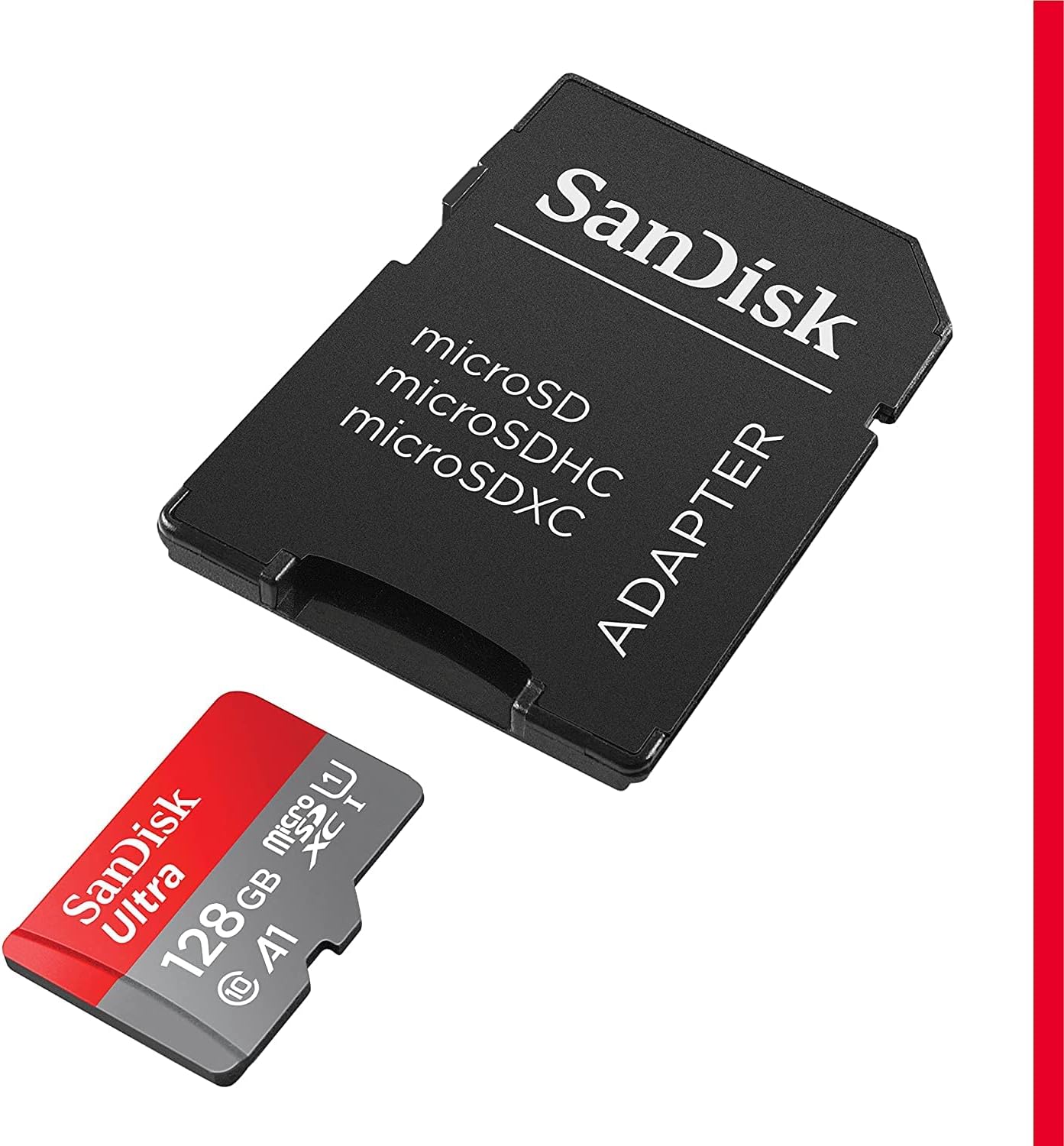 SanDisk Ultra microSDXC UHS-I-Speicherkarte 128 GB + SD-Adapter 2er-Pack (Für Smartphones und Tablets, A1, Class 10, U1, Full HD-Videos, bis zu 140 MB/s Lesegeschwindigkeit)