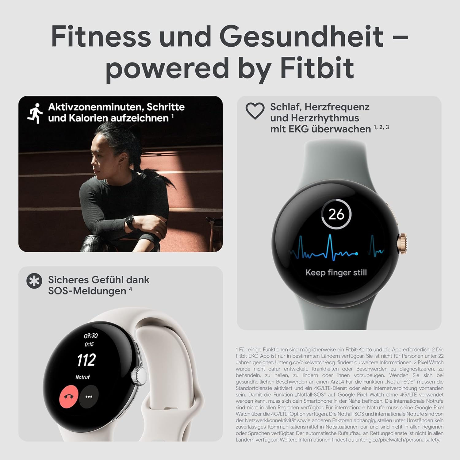 Google Pixel Watch Wi-Fi Smartwatch, Google Android Smartwatch Edelstahlgehäuse, Weiss– Ohne LTE - Bestartikel-Shop