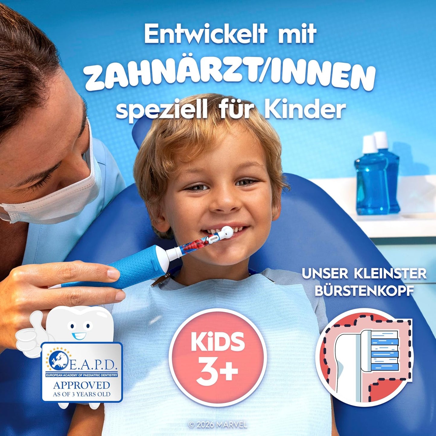 Oral-B Pro Kids 3+ Spiderman Elektrische Zahnbürste mit Reisetui, blau/rot - Bestartikel-Shop
