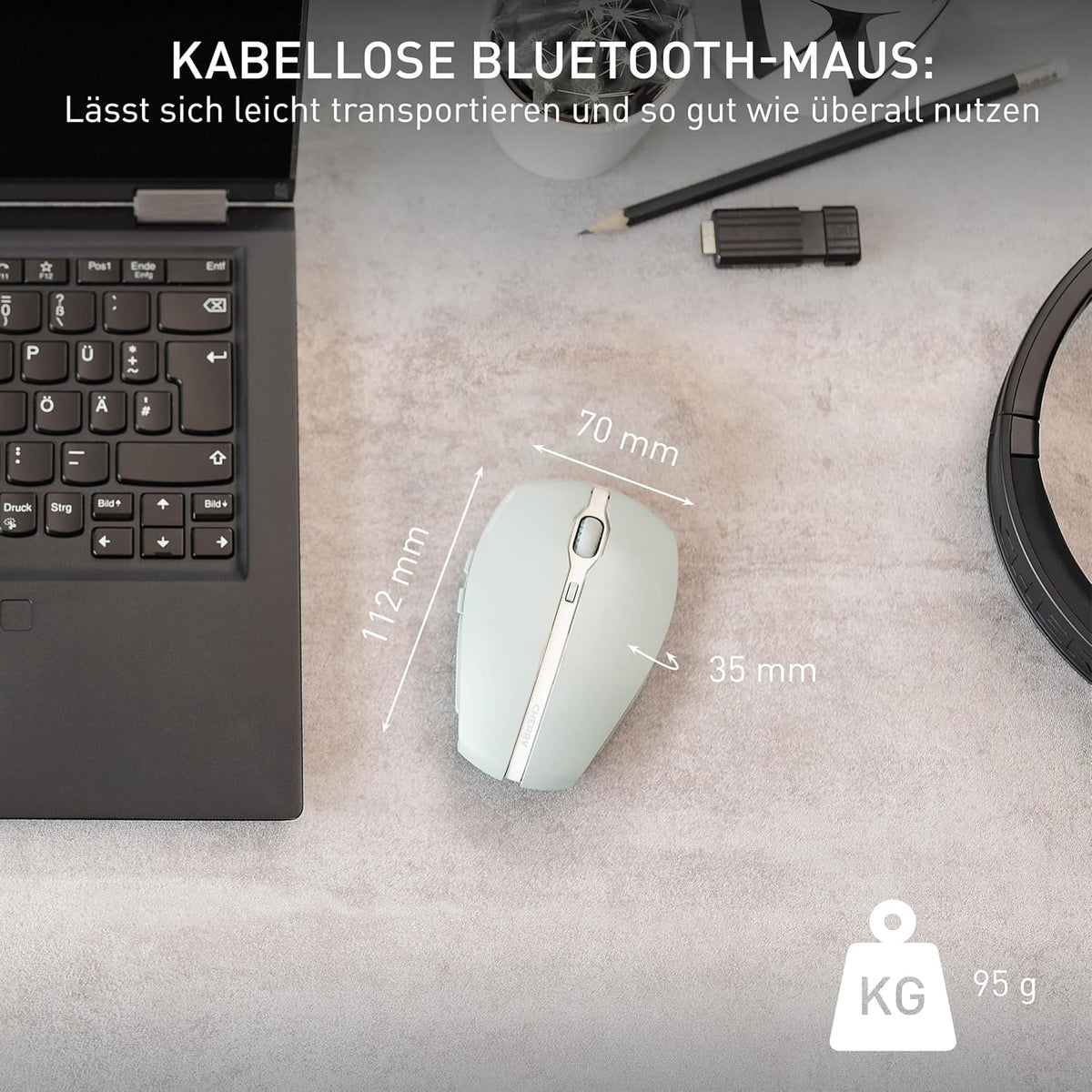 CHERRY GENTIX BT, Bluetooth Maus mit Multi-Device Funktion, Grün - Bestartikel-Shop