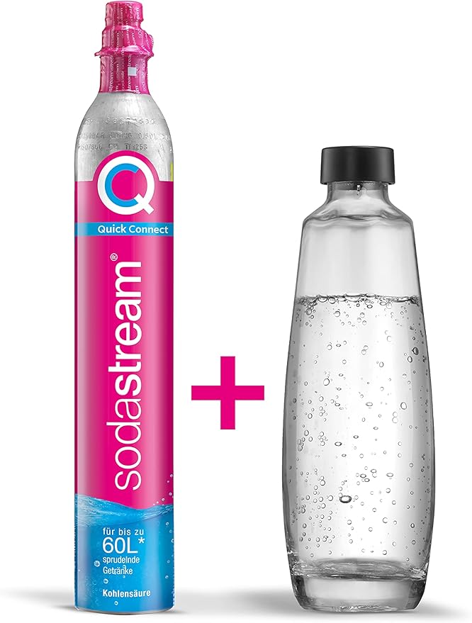 SodaStream QC-Reservepack mit 1x CO₂-Zylinder (60 L) & 1x 1.0 L Glasflasche, Pink - Bestartikel-Shop