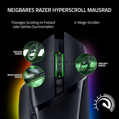 Razer Basilisk V3 Pro Kabellose Gaming Maus, 30K Sensor, HyperScroll, RGB, schwarz - Bestartikel-Shop