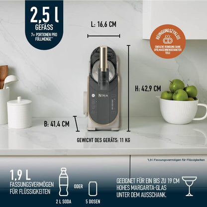 Ninja SLUSHi Maschine für Slush, Eis-Cocktails, Frappé, Milchshakes & gefrorenen Saft, Braun, FS301EUSTGD