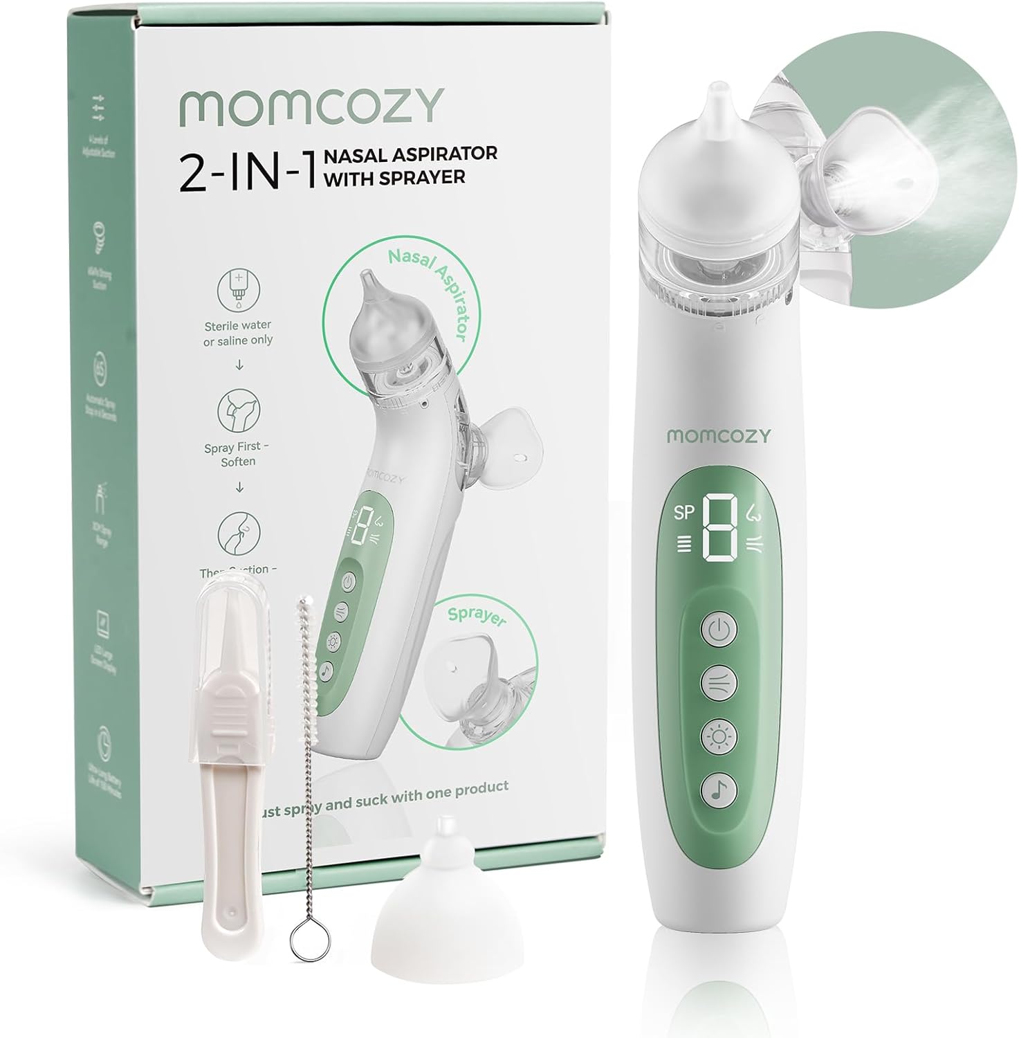 Momcozy BreezyClear™ 2-in-1 Elektrischer Nasensauger mit Sprüh- und Saugfunktion - Bestartikel-Shop