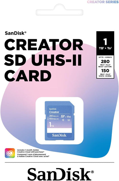 SanDisk Creator SD-UHS-II Speicherkarte 1 TB, 6K-Video, V60, 280 MB/s Lesen
