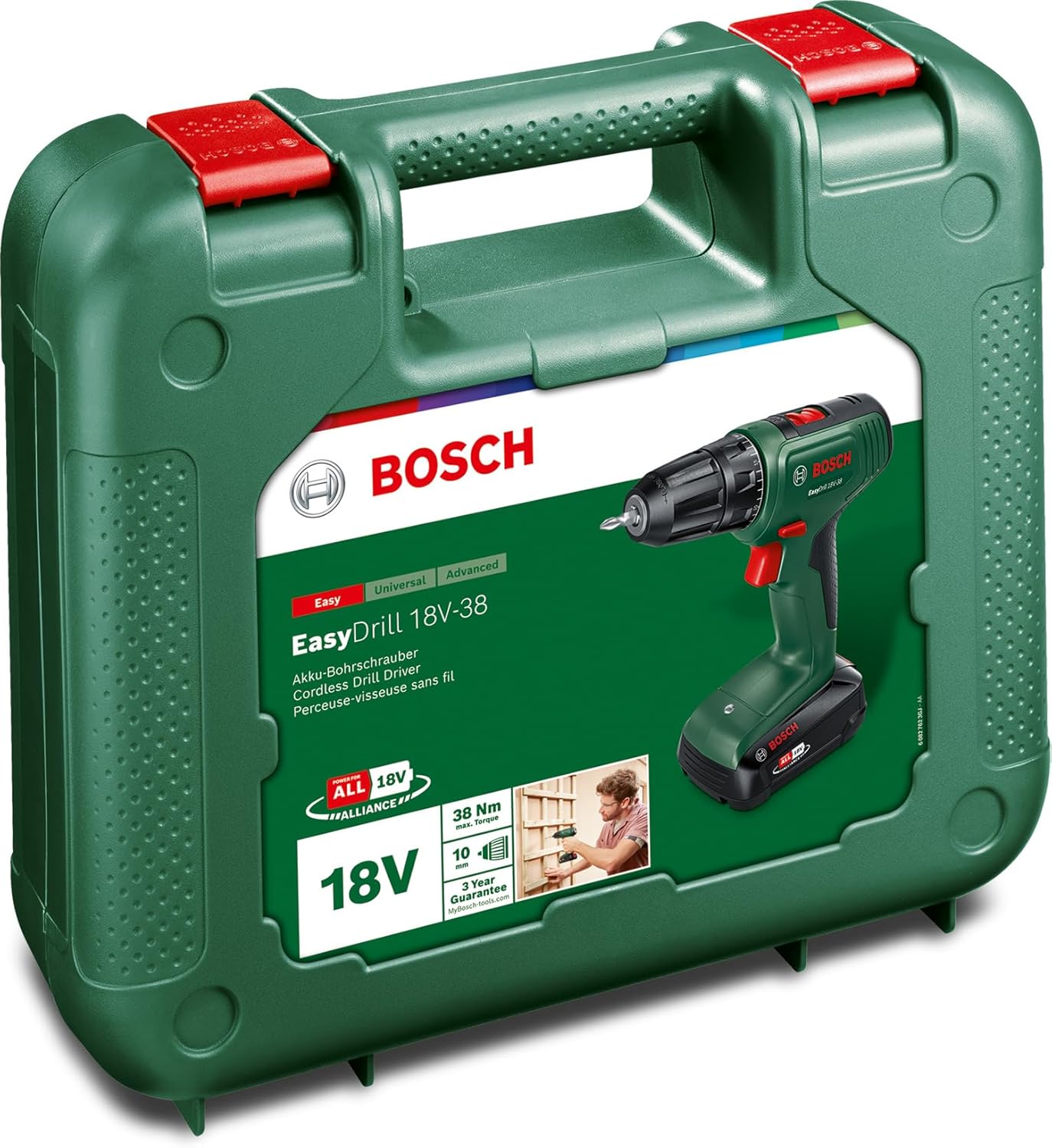 Bosch EasyDrill 18V-38 Akku-Bohrschrauber mit 2,5 Ah Batterie & Ladegerät im Koffer