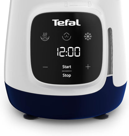 Tefal HB55W4 Yummy Gourmet Babynahrungszubereiter Stabmixer mit Touchscreen, Rezeptbuch & spülmaschinenfestem Zubehör Weiß/Blau