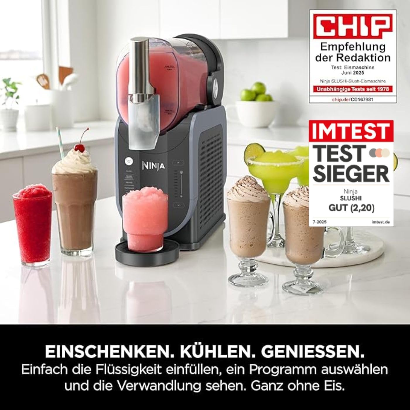 Ninja SLUSHi Maschine für Slush, Eis-Cocktails, Frappé, Milchshakes & gefrorenen Saft, Blaugrau, FS301EU