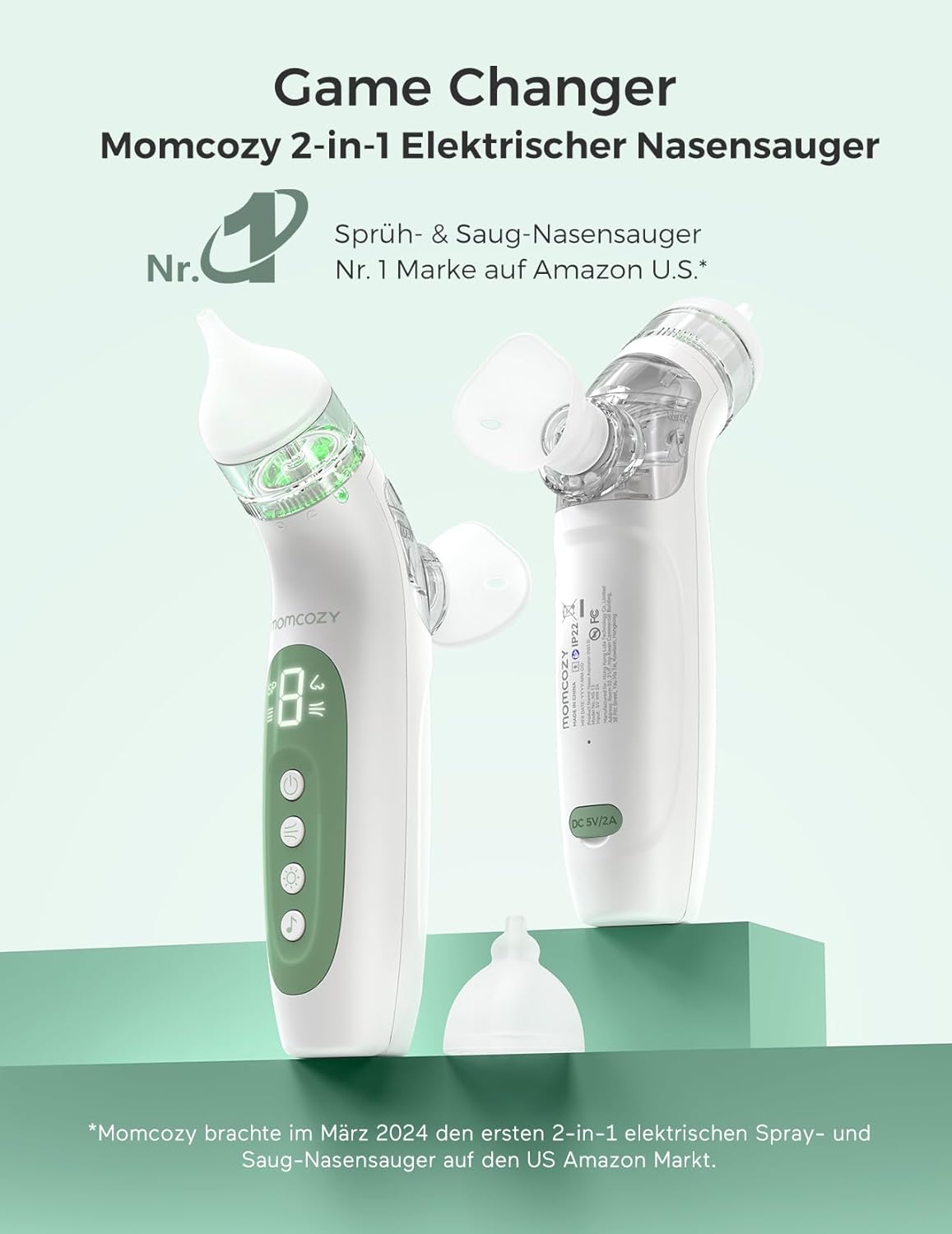 Momcozy BreezyClear™ 2-in-1 Elektrischer Nasensauger mit Sprüh- und Saugfunktion - Bestartikel-Shop