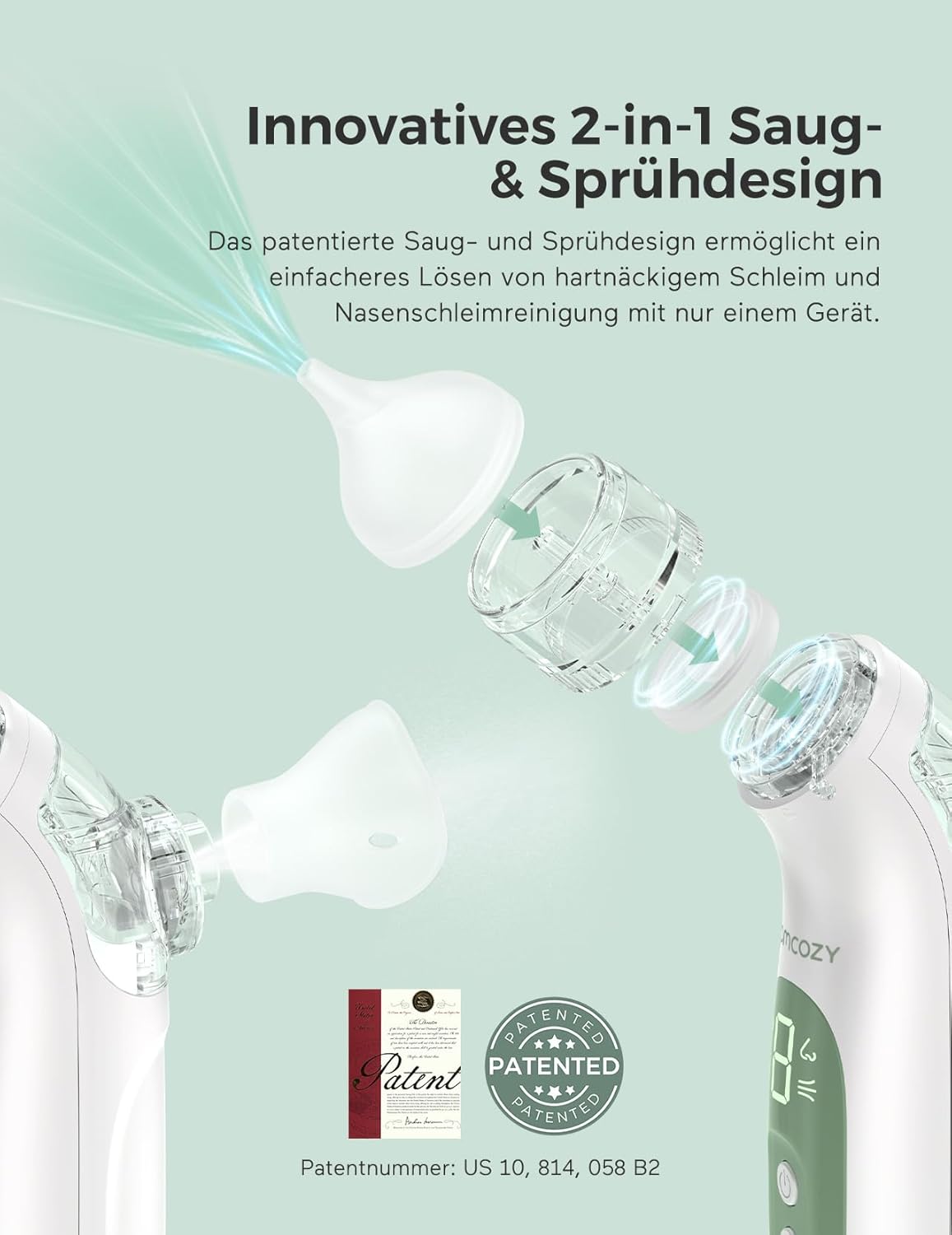 Momcozy BreezyClear™ 2-in-1 Elektrischer Nasensauger mit Sprüh- und Saugfunktion - Bestartikel-Shop