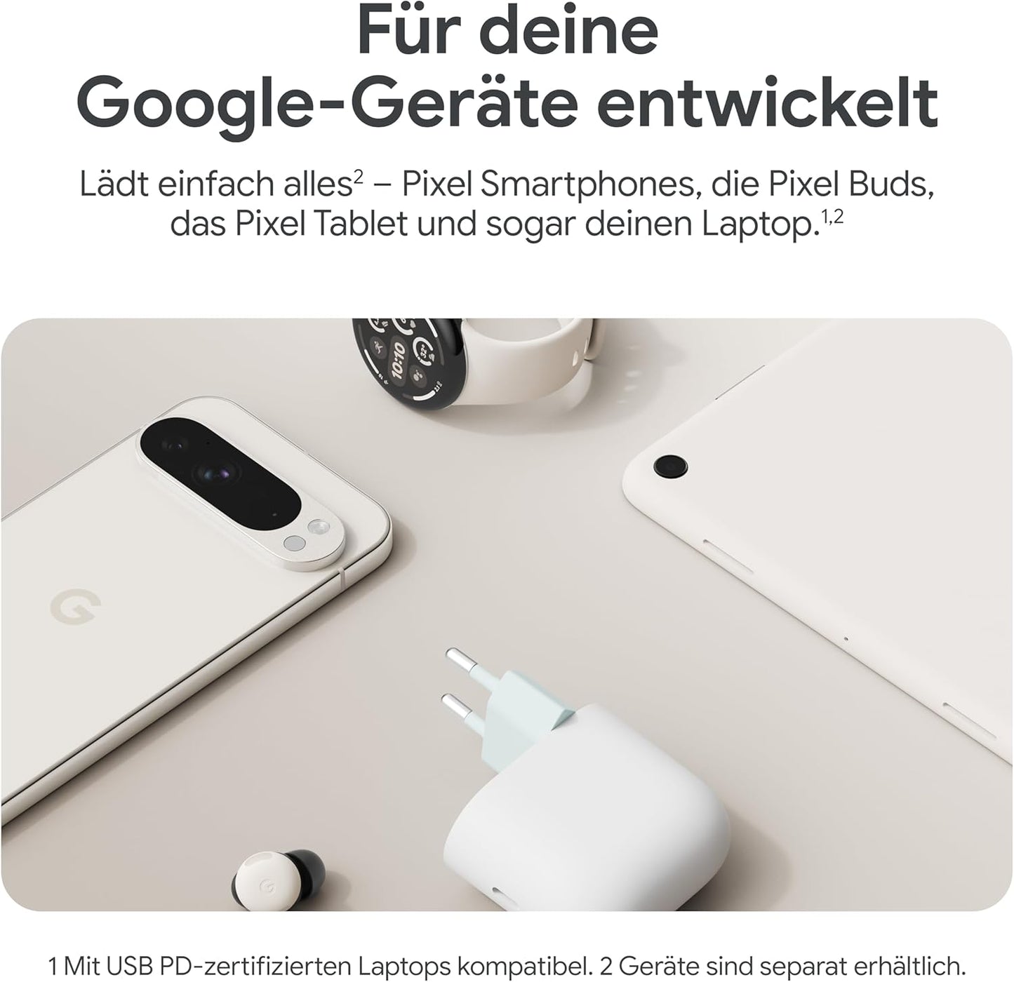 Google 45 W USB-C-Ladegerät – Schnellladegerät für Pixel Smartphones – Kompatibel mit Made by Google-Produkten und Anderen USB-C Geräten – Weiß - Bestartikel-Shop