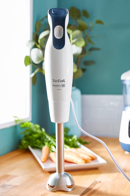 Tefal HB55W4 Yummy Gourmet Babynahrungszubereiter Stabmixer mit Touchscreen, Rezeptbuch & spülmaschinenfestem Zubehör Weiß/Blau