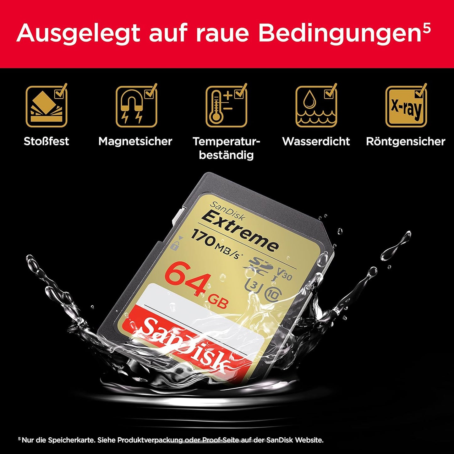 SanDisk Extreme SDXC UHS-I Speicherkarte 64 GB (V30, 170 MB/s Übertragung, U3, 4K UHD Videos) - Bestartikel-Shop