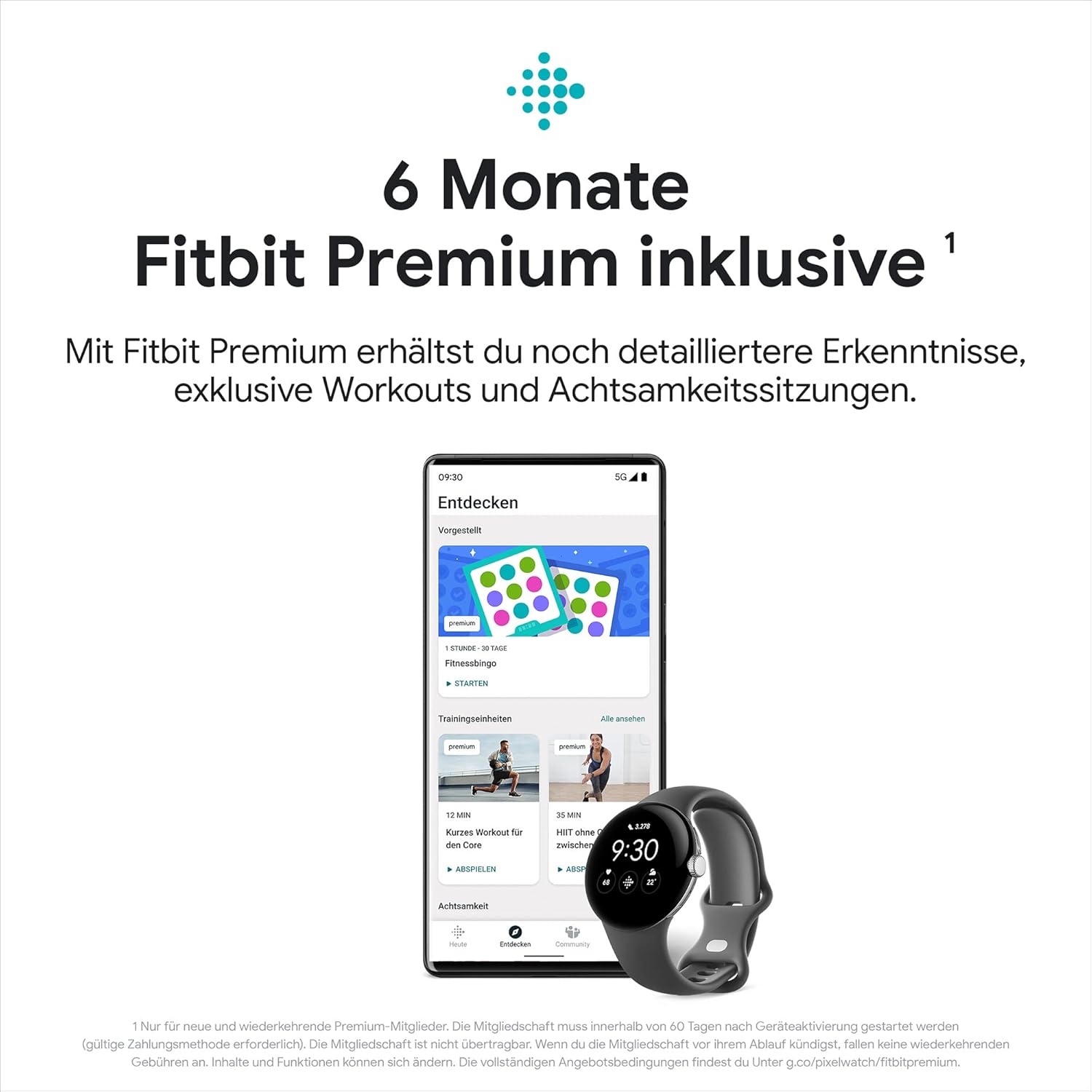 Google Pixel Watch Wi-Fi Smartwatch, Google Android Smartwatch Edelstahlgehäuse, Weiss– Ohne LTE - Bestartikel-Shop