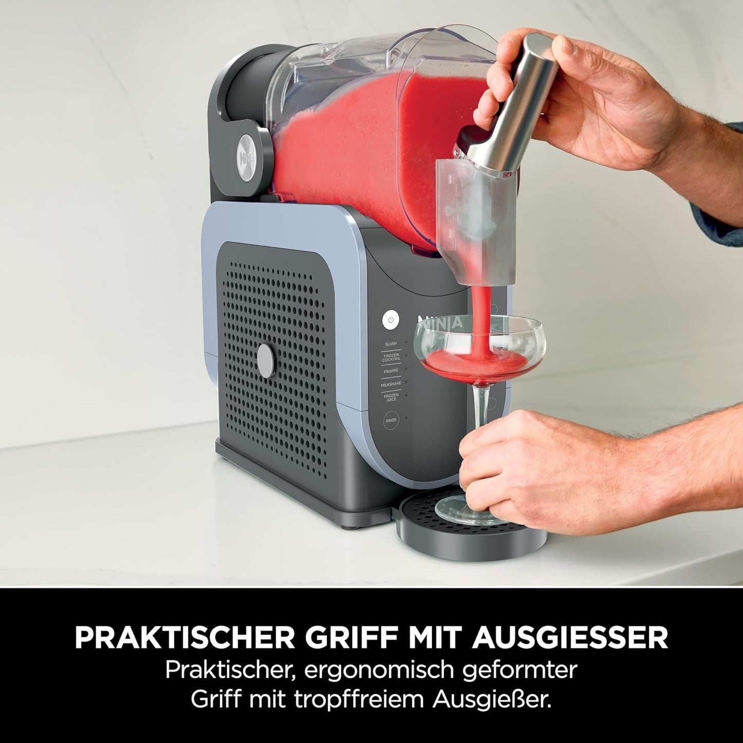 Ninja SLUSHi Maschine für Slush, Eis-Cocktails, Frappé, Milchshakes & gefrorenen Saft, Blaugrau, FS301EU