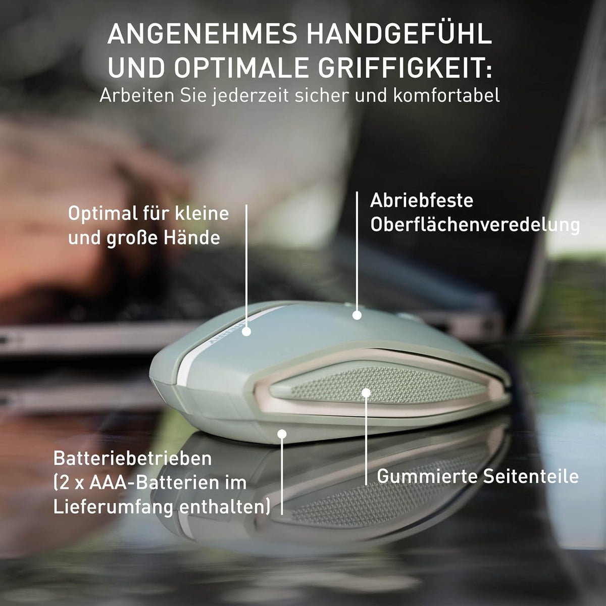 CHERRY GENTIX BT, Bluetooth Maus mit Multi-Device Funktion, Grün - Bestartikel-Shop