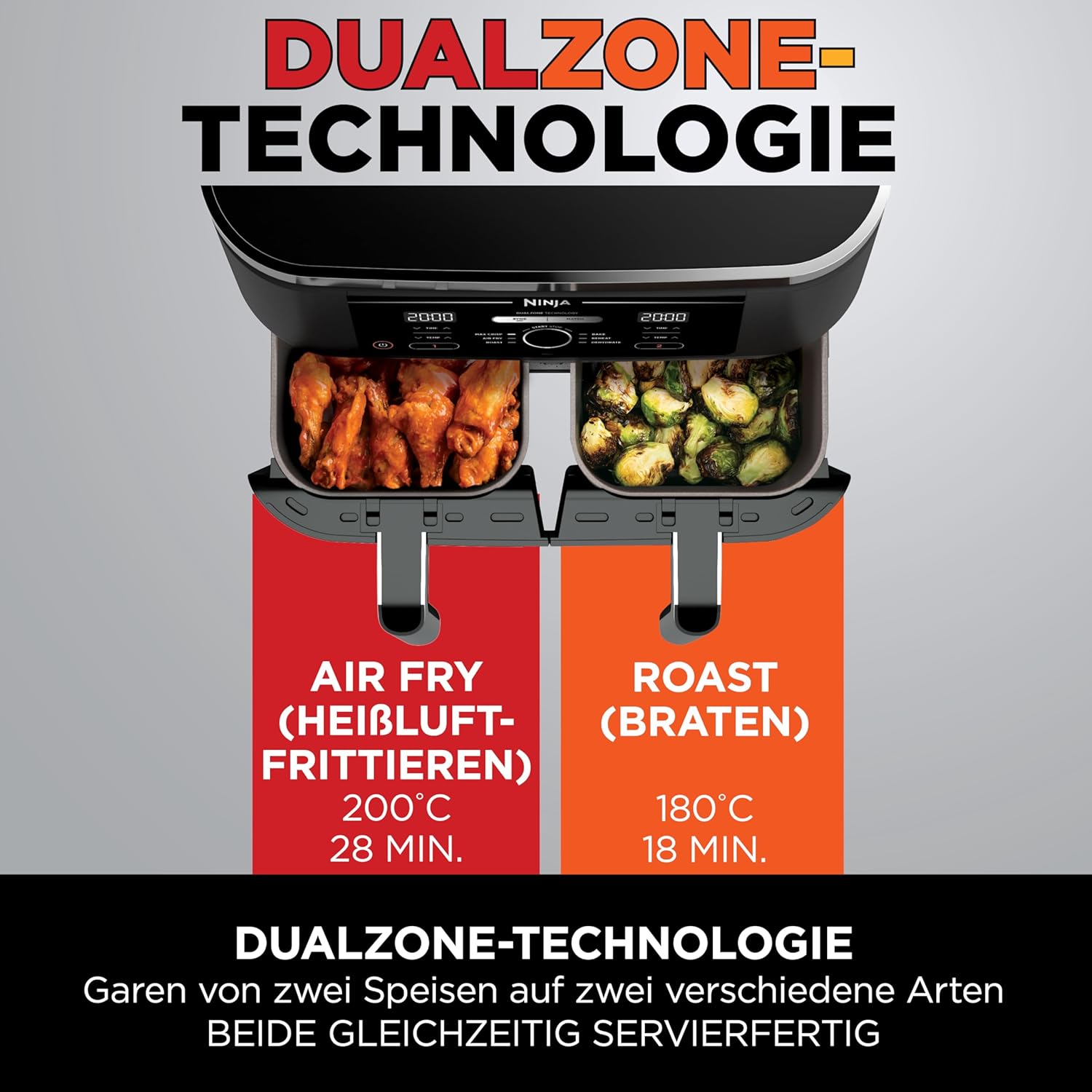 Ninja Foodi Dual Zone Digitale Heißluftfritteuse, AF300EU, 7,6L Airfryer schwarz - Bestartikel-Shop