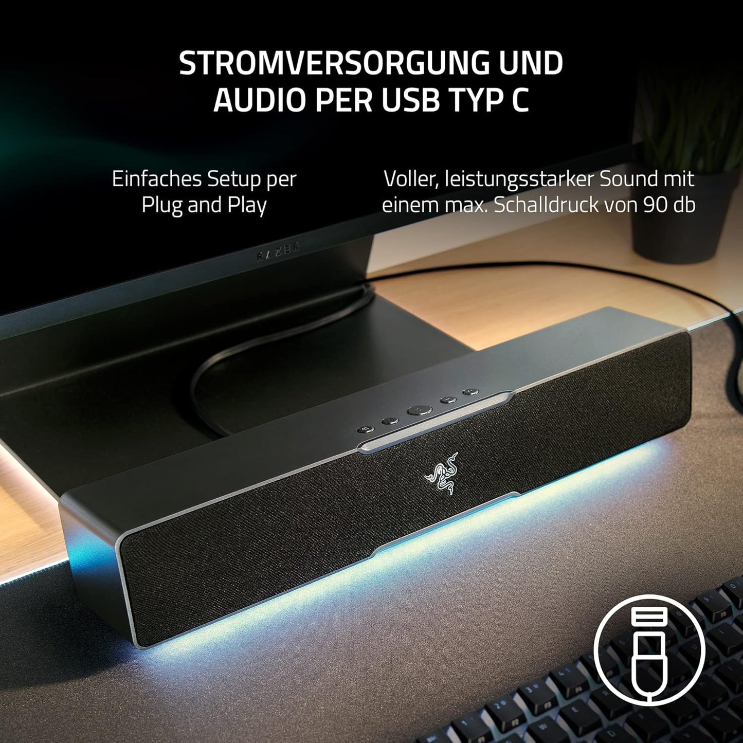 Razer Leviathan V2 X PC-Gaming Soundbar, USB-C, Bluetooth 5.0, Chroma RGB, Schwarz - Bestartikel-Shop