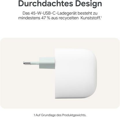 Google 45 W USB-C-Ladegerät – Schnellladegerät für Pixel Smartphones – Kompatibel mit Made by Google-Produkten und Anderen USB-C Geräten – Weiß - Bestartikel-Shop