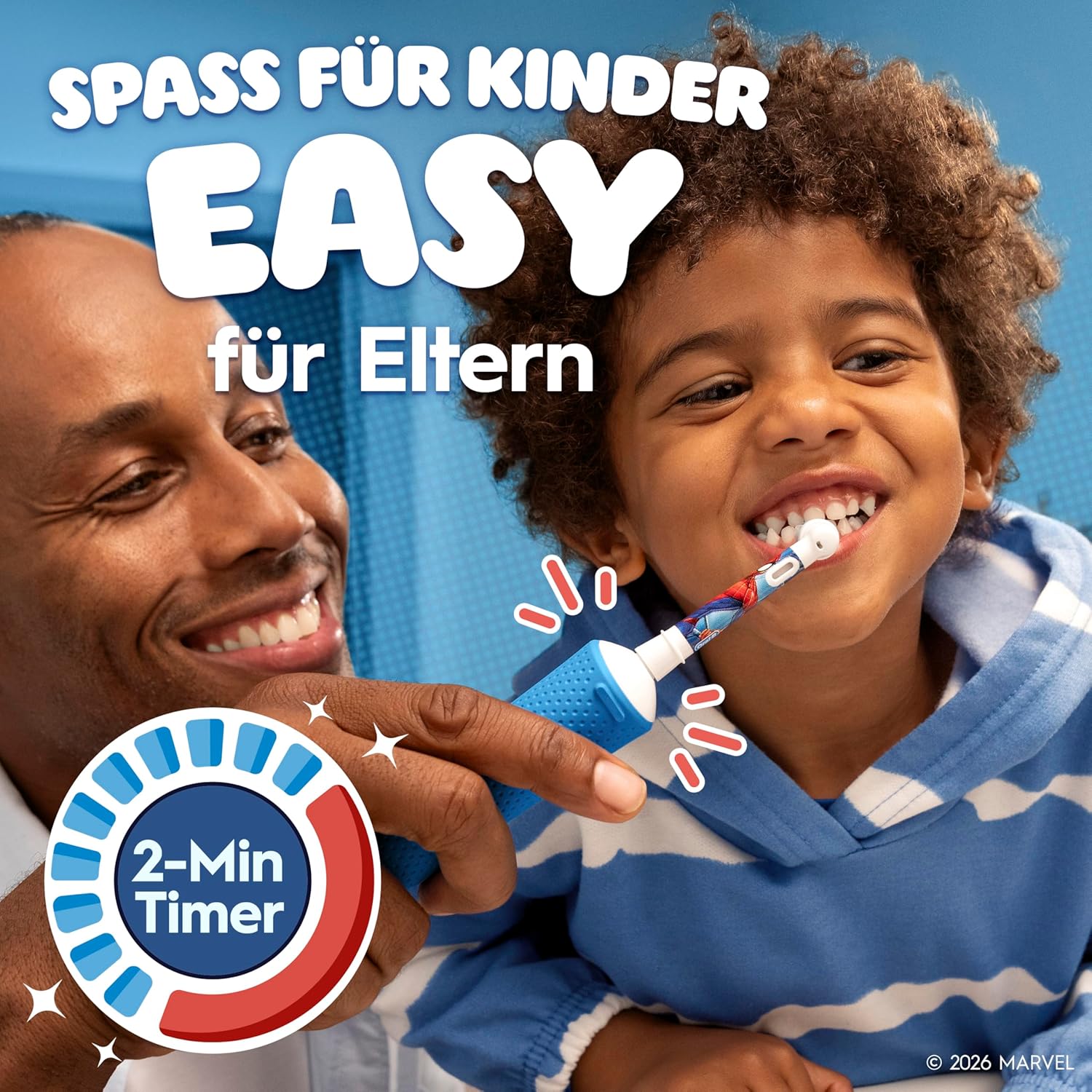Oral-B Pro Kids 3+ Spiderman Elektrische Zahnbürste mit Reisetui, blau/rot - Bestartikel-Shop