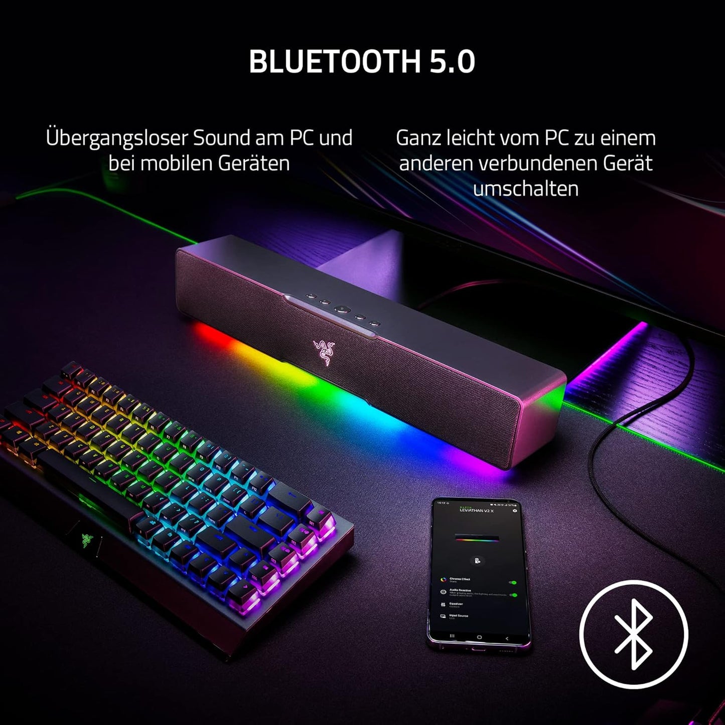 Razer Leviathan V2 X PC-Gaming Soundbar, USB-C, Bluetooth 5.0, Chroma RGB, Schwarz - Bestartikel-Shop