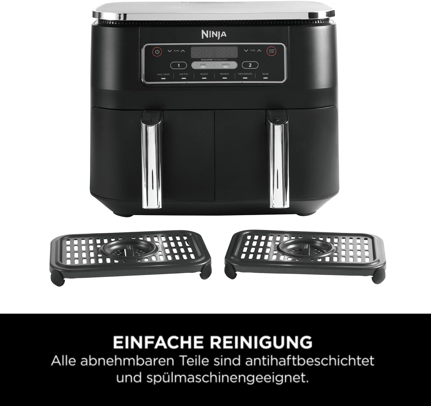 Ninja Foodi Dual Zone Digitale Heißluftfritteuse, AF300EU, 7,6L Airfryer schwarz - Bestartikel-Shop