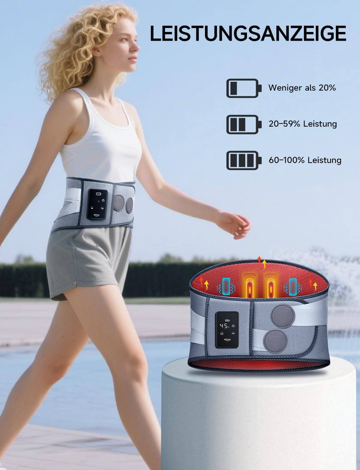 ALLJOY 170CM Wärmegürtel Rücken Heizkissen Kabellos Massagegerät – Komfortable Wärme & Massage für Ihren Rücken - Bestartikel-Shop
