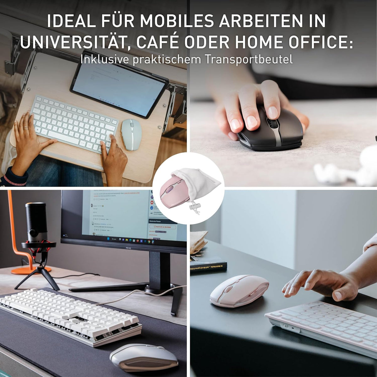 CHERRY GENTIX BT, Bluetooth Maus mit Multi-Device Funktion, Rosa - Bestartikel-Shop