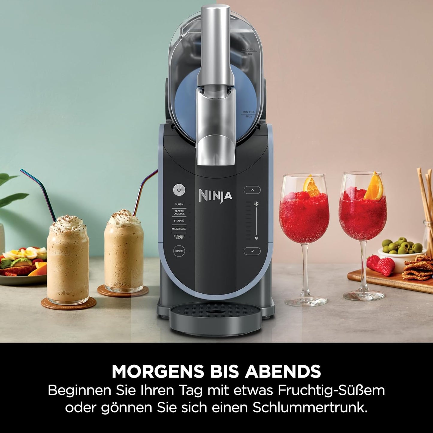 Ninja SLUSHi Maschine für Slush, Eis-Cocktails, Frappé, Milchshakes & gefrorenen Saft, Blaugrau, FS301EU