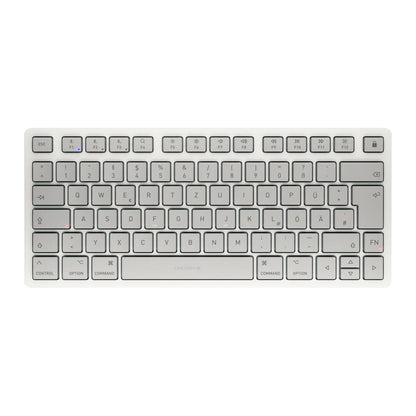 CHERRY KW 7100 MINI BT FOR MAC, Kompakte Mac-Tastatur mit 3 Bluetooth-Kanälen, Deutsches Layout (QWERTZ), Kabelloses Multi-Device-Keyboard, Moonlight White