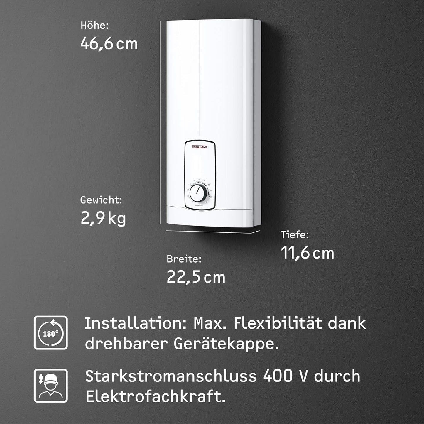 STIEBEL ELTRON Elektronischer Durchlauferhitzer DHB 18/21/24 ST Trend –  für Küche und Bad, Modell 204202