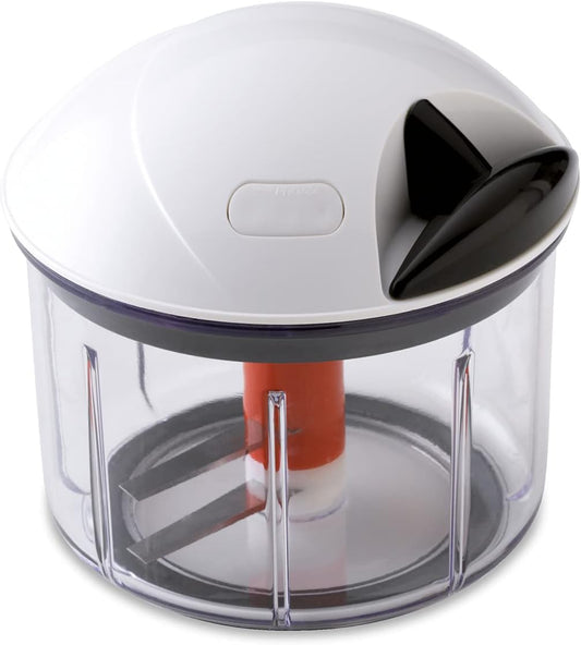 Fissler Finecut / Obst und Gemüseschneider, Multi- Zerkleinerer-manuell, Universalschneider-Küche, Zwiebel-Cutter mit Zugmechanismus (mixen, schleudern, aufbewahren), Weiß