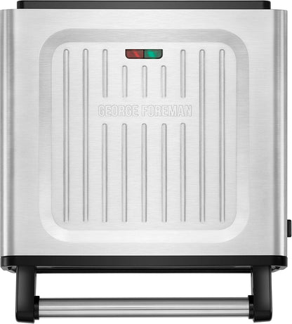 George Foreman Kontaktgrill & Panini- / Sandwichgrill [Smokeless - 87% weniger Rauch] Tischgrill (abnehmbare & spülmaschinengeeignete Grillplatten, 200°C Grilltemperatur, Edelstahlgehäuse) 28000-56