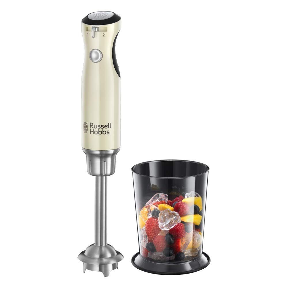 Russell Hobbs Stabmixer [Pürierstab] Retro Creme (Messbecher + Deckel, BPA-frei, spülmaschinenfest, Infinity-Mix-Technologie, für Smoothie, Suppen, Saucen, Babynahrung) Vintage Zerkleinerer
