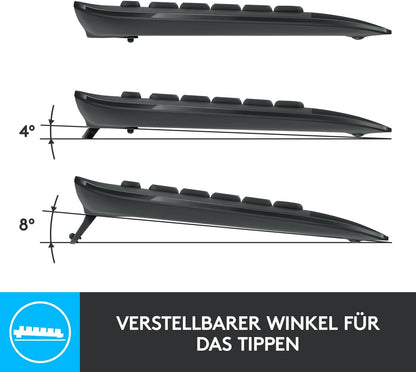 LOGITECH MK545 Advanced, Tastatur & Maus Set, kabellos, Schwarz