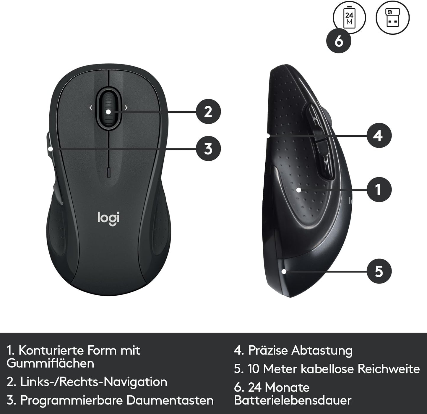 LOGITECH MK545 Advanced, Tastatur & Maus Set, kabellos, Schwarz