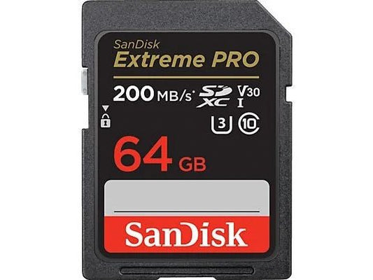 SanDisk Extreme PRO SDXC UHS-I Speicherkarte 64 GB (V30, Übertragungsgeschwindigkeit 200 MB/s, U3, 4K UHD Videos, SanDisk QuickFlow-Technologie, temperaturbeständig)